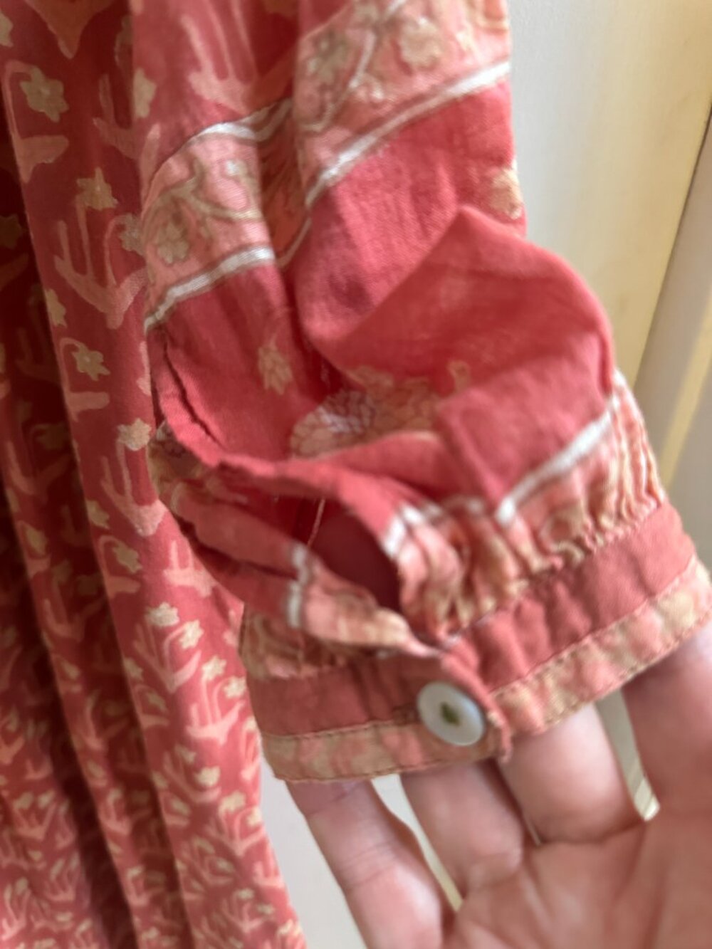 Matta NY Coral Block Print Cotton Dress, Quilted Bodice - Picture 6 of 6